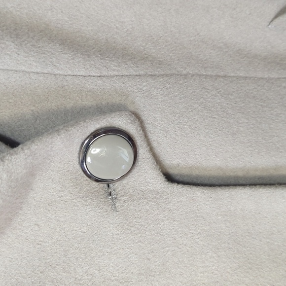 Badgley Mischka Taupe Wool Blend Belted Trench Coat Size Large - Picture 3 of 10